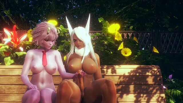 Mina Ashido gets a handjob and railed with creampie in a park