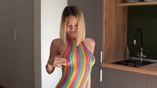 White girl experiments with a large penis🍆 in her tight vaginal hole
