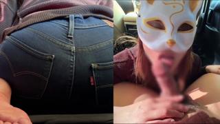 Japanese Milf in Car Blowjob, Creampie Action