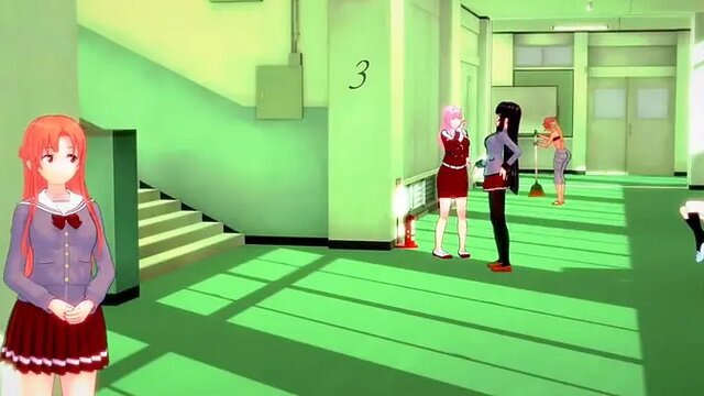 Asian cartoon waifus surround newbie at university