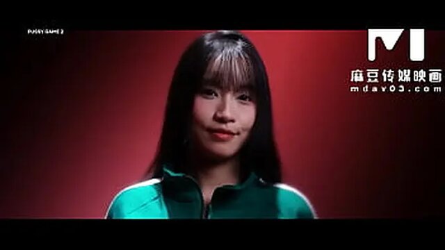 Short-haired Asian model plays squirt game with large tit parody