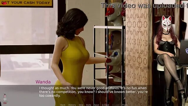 Playful fox gamer girl in stockings and see-through bra