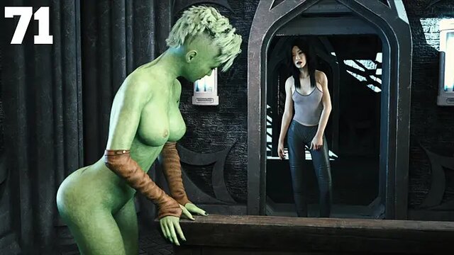 Busty alien cheats with human in animated 3D hentai game