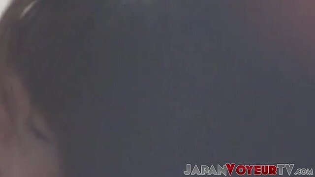 Asian babe in panties gets off on hidden cam