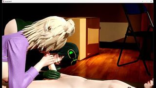 Boku No Hero Academia Hentai - Mitsuki Bakugo and Froppy sucking a dick and rubbing a dick in his pussys in a sandwitch
