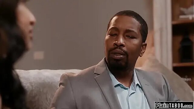 Asian employee deepthroats big black cock for her demanding boss