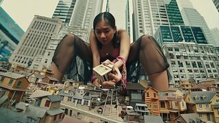 Asian Giantess Plays With Tiny House Like They Are Toys