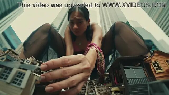 Asian Giantess Plays With Tiny House Like They Are Toys