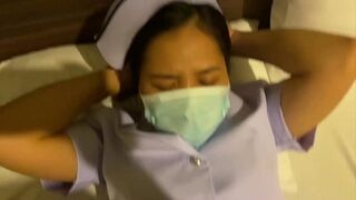 The nurse made an appointment to have sex with a friend. The water broke in her pussy.