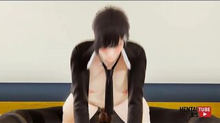 Chainsaw Man Hentai - Kobeni ridding a dick - Asian Japanese Manga Anime Hentai 3D Porn