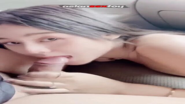 Cute Asian teen gives hot blowjob to Uber driver