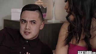 Stepbro converts lesbian Asian stepsister Kimmy Kimm and hot teen again loves cock