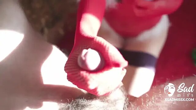 Snow Babe SadMiss wanks a lucky guy in her sexy maid outfit