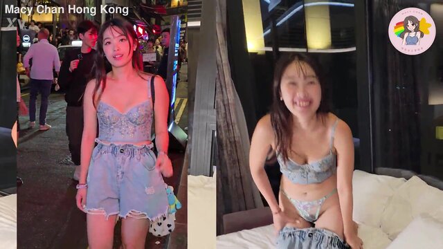 Asian American athletes explore Hong Kong's Lan Kwai Fong in a dual-camera
